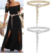 Mode Rhinestone tofs med midjekedja