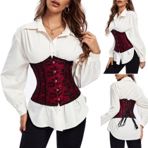 Vintage Jacquard Artificial Leather PU Corset Girdle