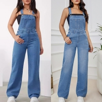 Street Fashion Jumpsuit i denim med vida ben