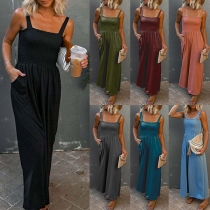 Casual Solid Color Wide-leg Jumpsuit