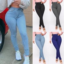 Mode Gammaltvättade Skinny Jeans med hög midja