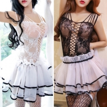 Sexy Lace Spliced Gauze Lace-up Tutu Cosplay Set