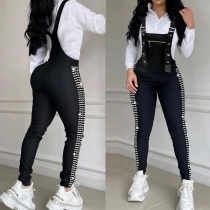 Street Fashion Rhinestone Slim-fit Jumpsuit