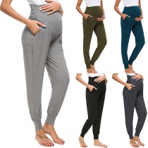 Casual Comfortable Solid Color Maternity Leggings