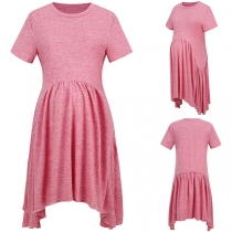 Casual Round Neck Short Sleeve Maternity Dress