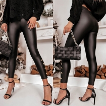 Street Fashion Rivet Skinny Artificial Leather PU Pants