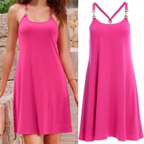 Sexy Solid Color Backless Mini Dress
