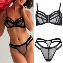 Sexy Semi-through Mesh Two-piece Lingerie Set