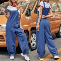 Street Fashion Wide-leg Loose Denim Overalls for Women