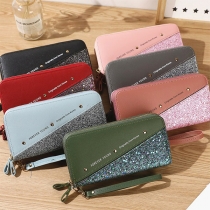 Fashion Rivet Contrast Color Purse Wallet