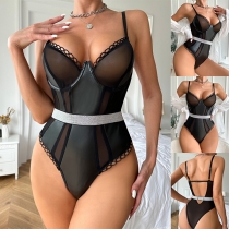 Sexy Semi-through Hollow-out Lingerie Bodysuit