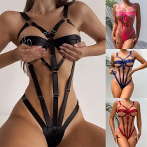 Sexig Strappy Cutout Bodysuit i ett stycke underkläder