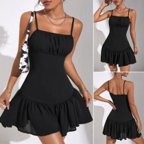 Sexy Ruched Black Slip Romper