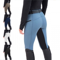 Fashion Contrast Color Elastic Skinny Pants