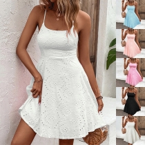 Sexy Floral Hollow Out Backless Slip Dress