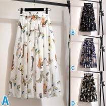 Bohemia Style Printed Self-tie Chiffon Skirt