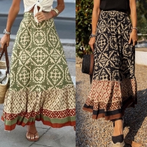 Bohemia Style Floral Printed Maxi Skirt
