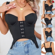 Fashion Solid Color Bucket Corset Crop Shirt