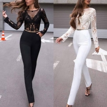Streetmode, uppdelad halsringning, långärmad jumpsuit