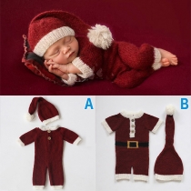 Revised Title: Söt juloutfit för nyfödd för fotografering - Hatt och onesie i plysch