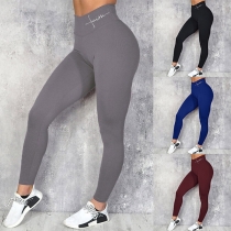 Högmidjade leggings med modebokstavstryck för sport