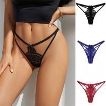 Sexy Cutout Lace Spliced Bowknot Panties