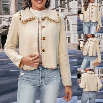 Fashion Floral Printed Hemline Crop Jacket