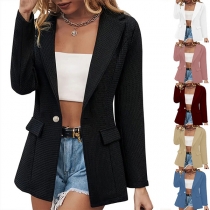 Fashion Solid Color Lapel Long Sleeve Blazer