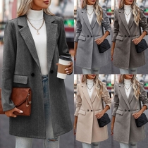 Fashion Solid Color Notch Lapel Long Sleeve Blazer