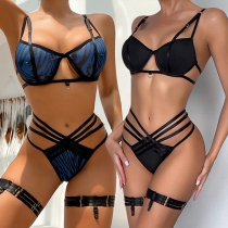 Sexy Three-piece Cutout Lingerie Set