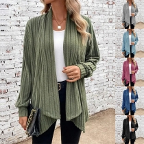 Fashion Solid Color Long Sleeve Knitted Cardigan