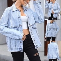 Street Fashion Old-washed Long Sleeve Denim Jacket