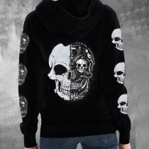 Punk Mode, Tryckt med Skall Beslag på ärmen Hoodieorgen