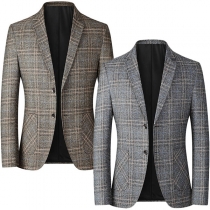 Fashion Blazer för män med rutmönstrad Tunn Lapel i Stilutsnitt
