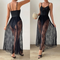Sexy Semi-through V-neck Nightwear Dress