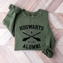 Fashion Printed Round Neck Long Sleeve Sweatshirt