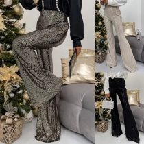 Street Fashion Bling-bling Paljetter Vid Ben Byxor