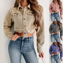 Street Fashion Frayed Crop jeansjacka