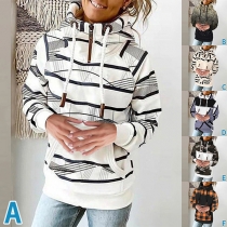 Street Fashion - Tryckt Tröja med Dragsko