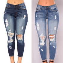 Mode - Gammaltvättade Distressed Skinny Jeans