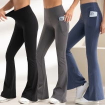 Mode Leggings - Lätta och utsvängda enfärgade höghus för yoga
