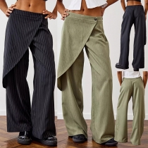 Street Fashion Vertikalrandiga asymmetriska wrap skurna byxor