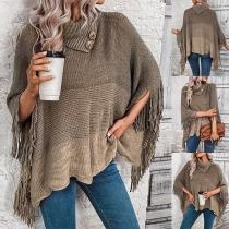 Fashion Gradient Color Turtleneck Tassel Sweater