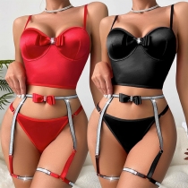 Fashion Bling-bling Bowknot tredelat underkläderset