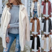 Street Mode Enfärgad Nagg Lapel Långärmad plyschjacka