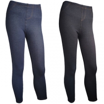 Mode leggings i enfärgat plyschfodrad design