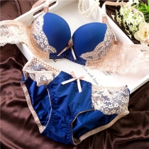 Fashion Contrast Color Push-up Tvådelad underkläderset
