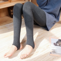 Vinterfleecefodrade ribbade Leggings för kvinnor - Termobyxor