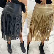 Street Fashion Tofs Höghus PU-kjol i konstläder