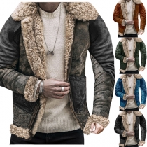 Mode varm herrkappa i plysch med faux shearling foder